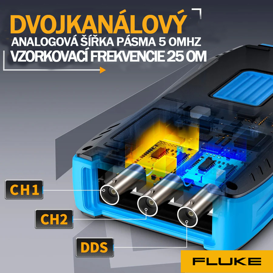 Fluke® 2C53T 50MHz 250MS/S Ruční 3v1 osciloskopový multimetr generátor signálu
