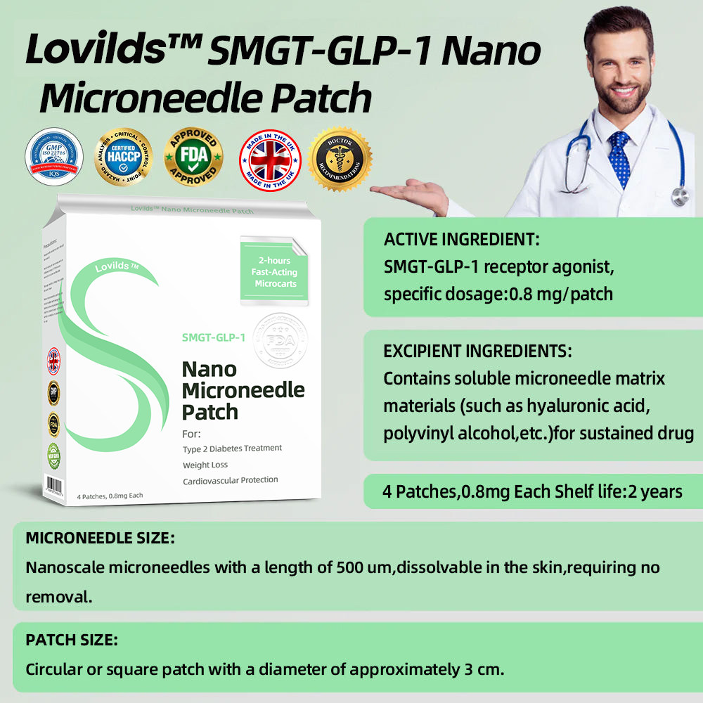 LOVILDS™ SMGT-GLP-1 Nano Microneedle Patch(Painless. long-lasting. addressing diabetes. obesity. and cardiovascular diseases)
