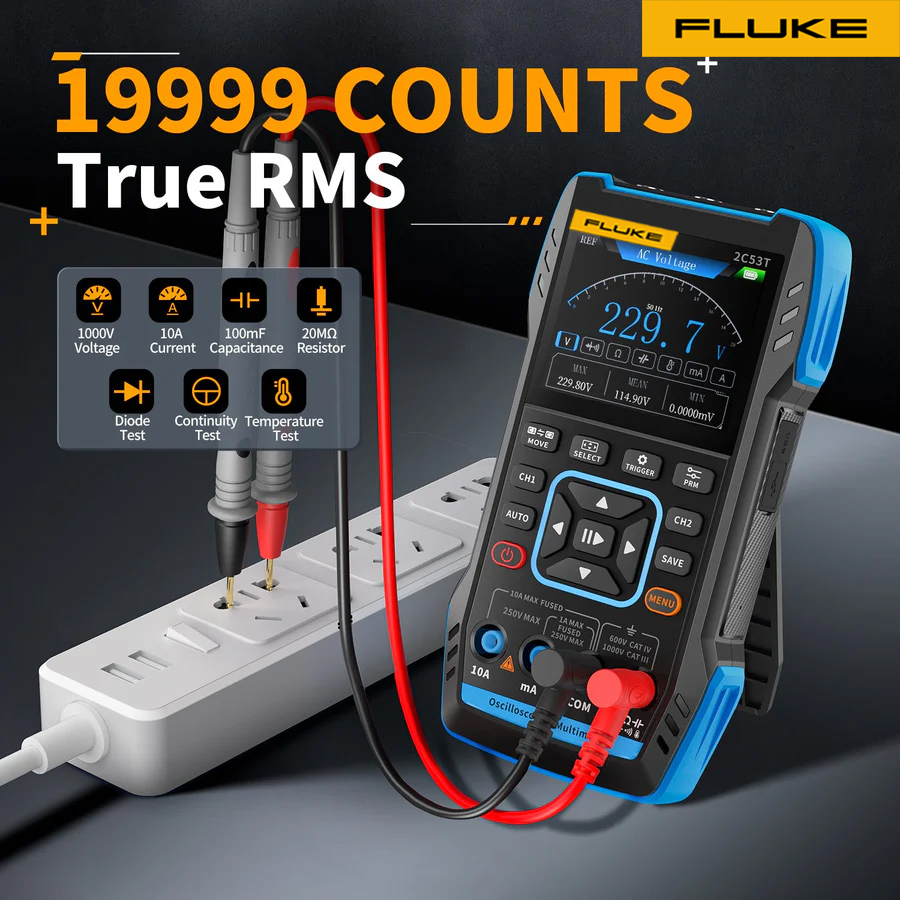 Fluke® 2C53T 50MHz 250MS/S Ruční 3v1 osciloskopový multimetr generátor signálu