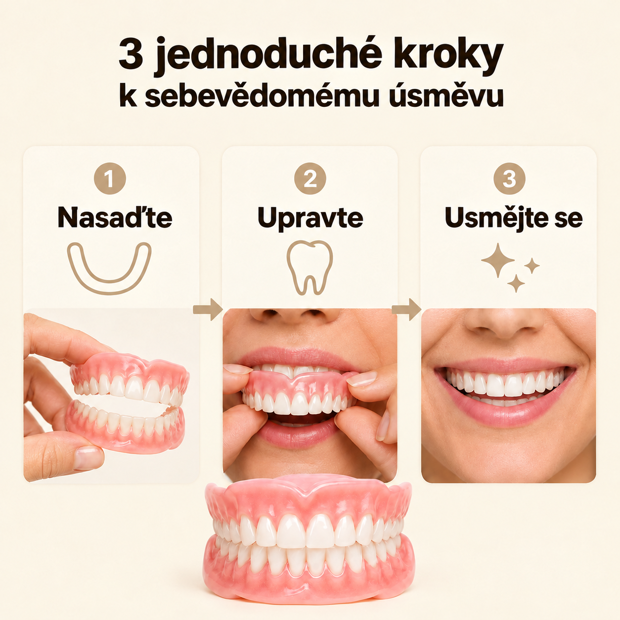 PRÉMIOVÉ CELKOVÉ KRYTÍ ZUBNÍ PROTÉZY
