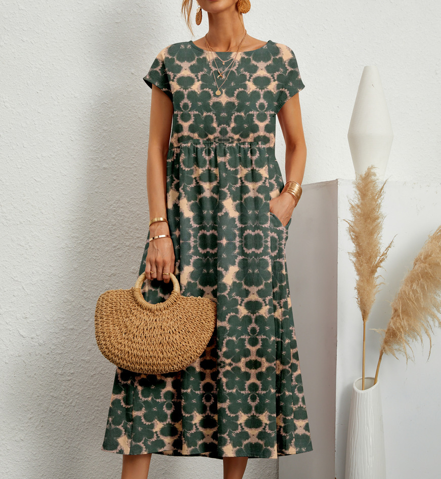 2026 New Fashionable Women's Loose-fitting Cotton Sleeveless Round Neck Printed Summer Dress