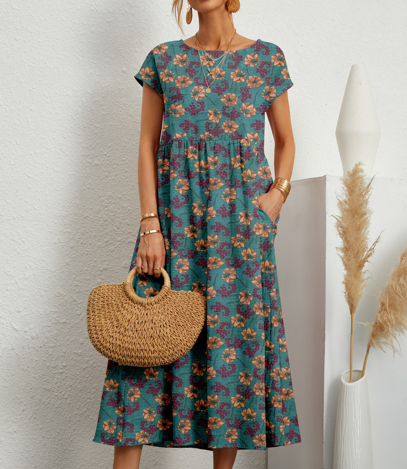 2026 New Fashionable Women's Loose-fitting Cotton Sleeveless Round Neck Printed Summer Dress