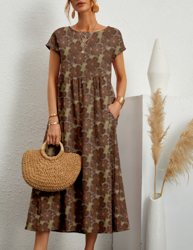2026 New Fashionable Women's Loose-fitting Cotton Sleeveless Round Neck Printed Summer Dress