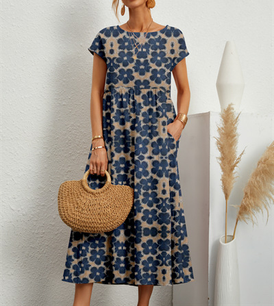 2026 New Fashionable Women's Loose-fitting Cotton Sleeveless Round Neck Printed Summer Dress