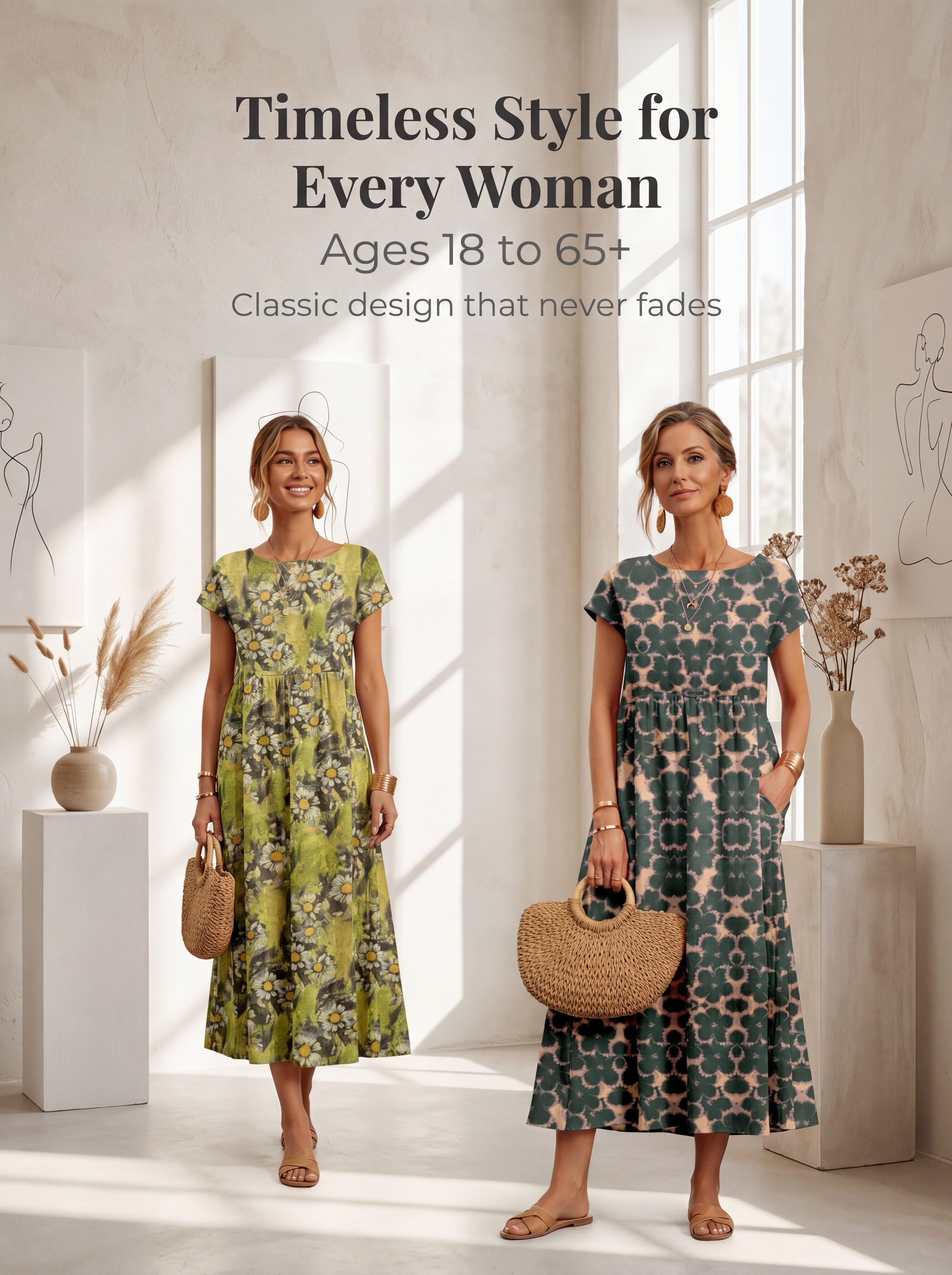2026 New Fashionable Women's Loose-fitting Cotton Sleeveless Round Neck Printed Summer Dress