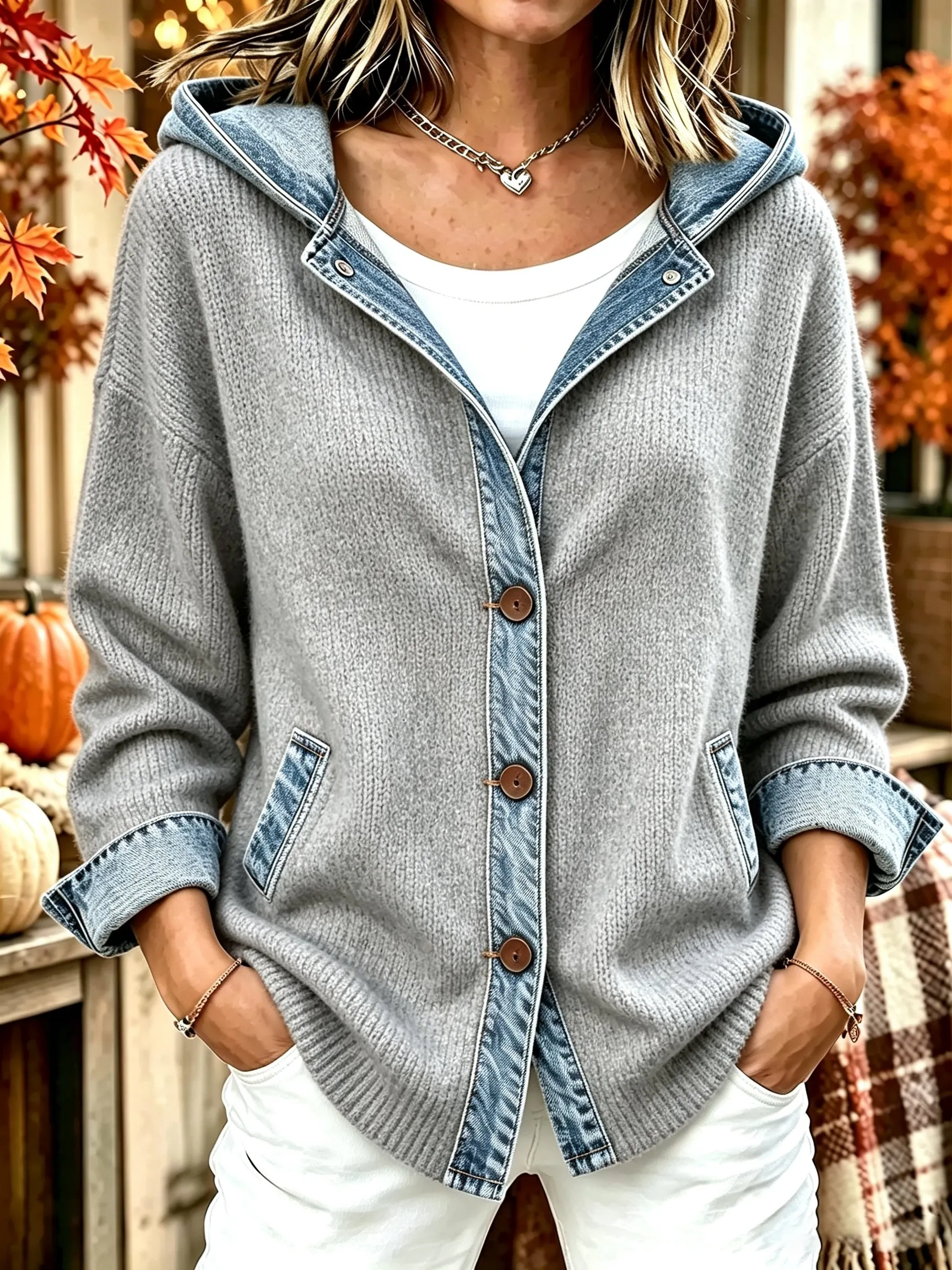 Women's casual autumn knitted cardigan
