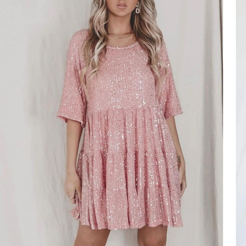 Women's Sequin Tiered A-Line Mini Dress