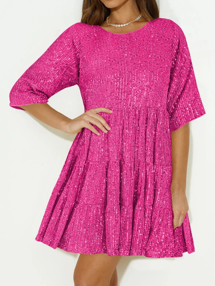 Women's Sequin Tiered A-Line Mini Dress