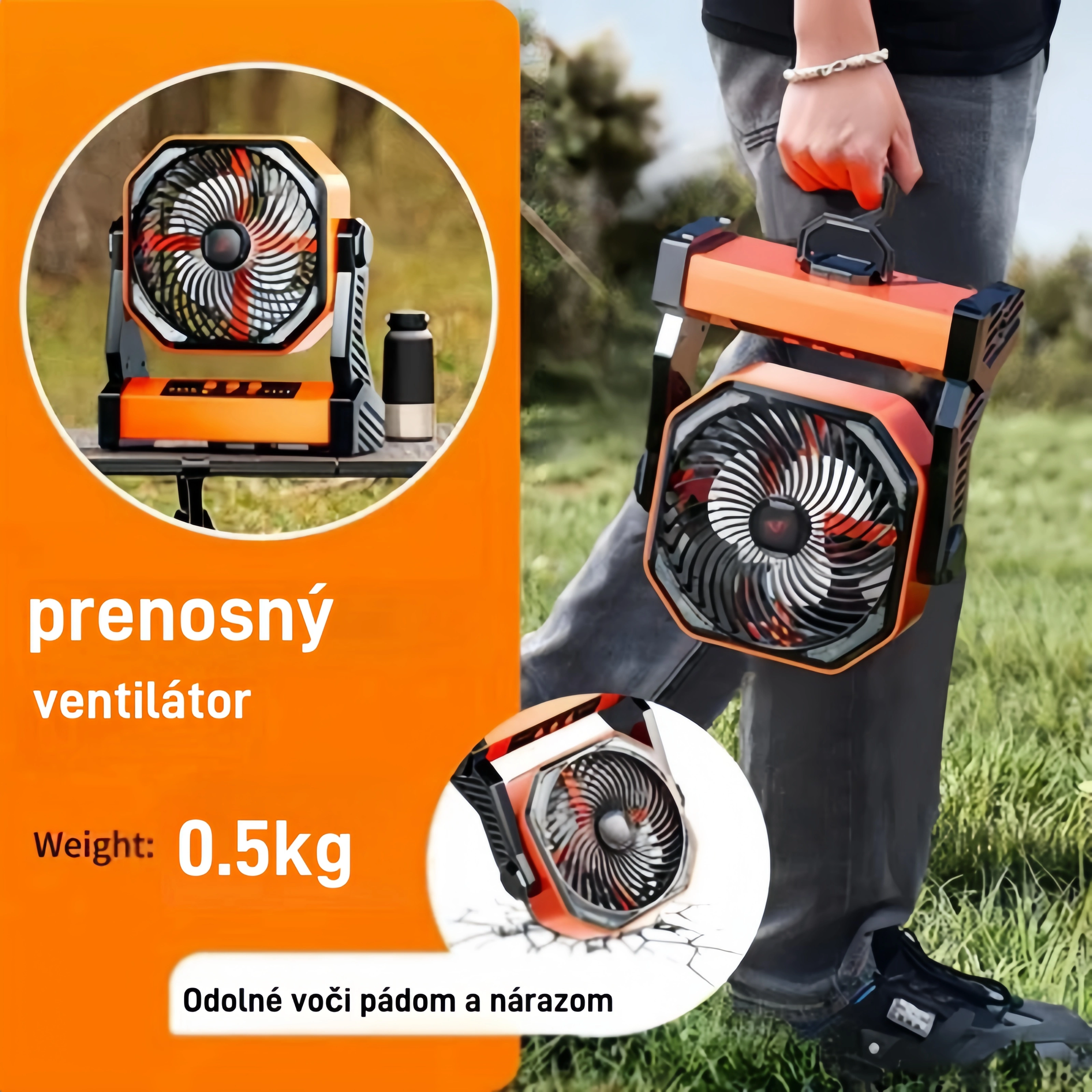 Výkonný 3-v-1 bezdrôtový a cestovateľský kempingový ventilátor 🏕