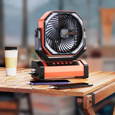 Ventilator de camping puternic 3 în 1 fără fir și prietenos pentru călătorii 🏕