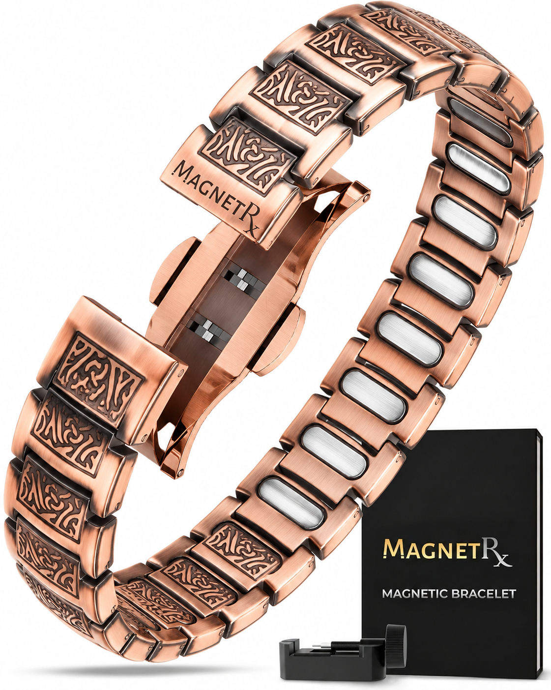 🧲 MagnetRX® Prémiový titánový magnetický terapeutický náramok pre mužov | 5 magnetov EllipseMAX, 5 000 Gaussov | Patentovaný dizajn z USA 🇺🇸 | Nastaviteľná dĺžka