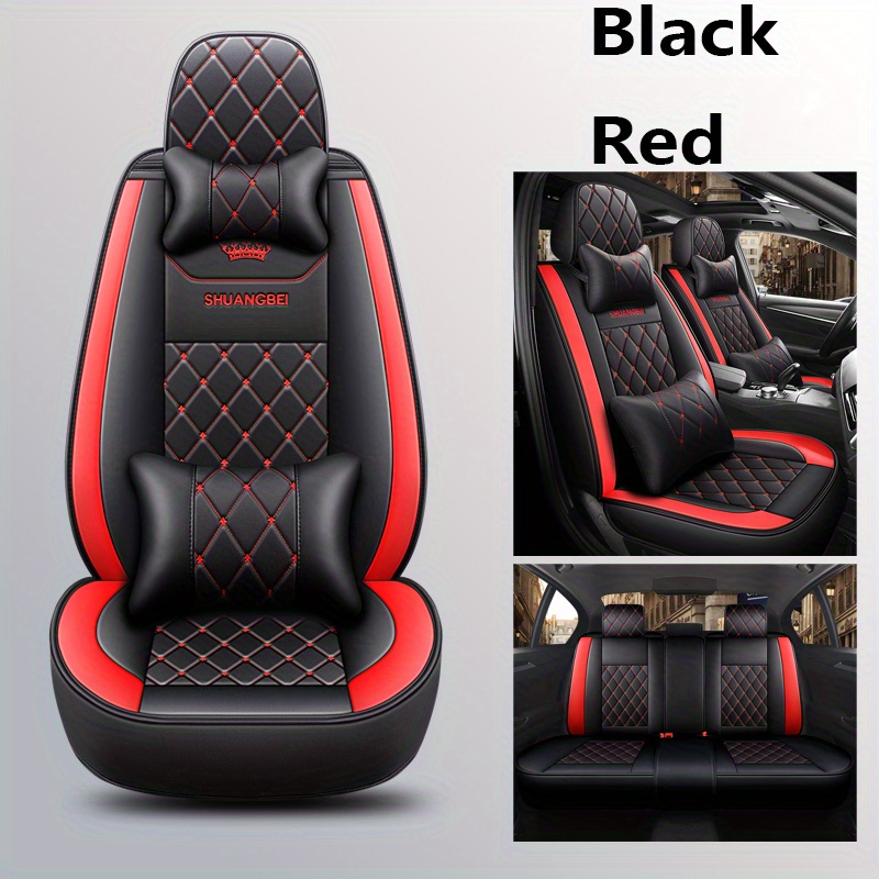 Set de 5 huse de scaun auto Pachet complet Pernă de scaun auto din piele PU Husă de scaun auto universală Set complet compatibil cu modelele cu cinci locuri