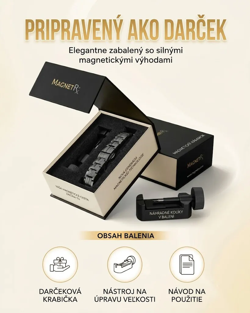 🧲 MagnetRX® Prémiový titánový magnetický terapeutický náramok pre mužov | 5 magnetov EllipseMAX, 5 000 Gaussov | Patentovaný dizajn z USA 🇺🇸 | Nastaviteľná dĺžka