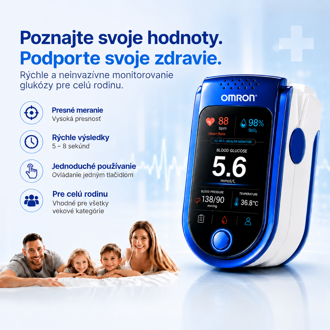 ⚕️ Omorn Neinvazívny denný monitor zdravia | 💧 Zariadenie na sledovanie wellness trendov bez použitia ihiel Bežná cena