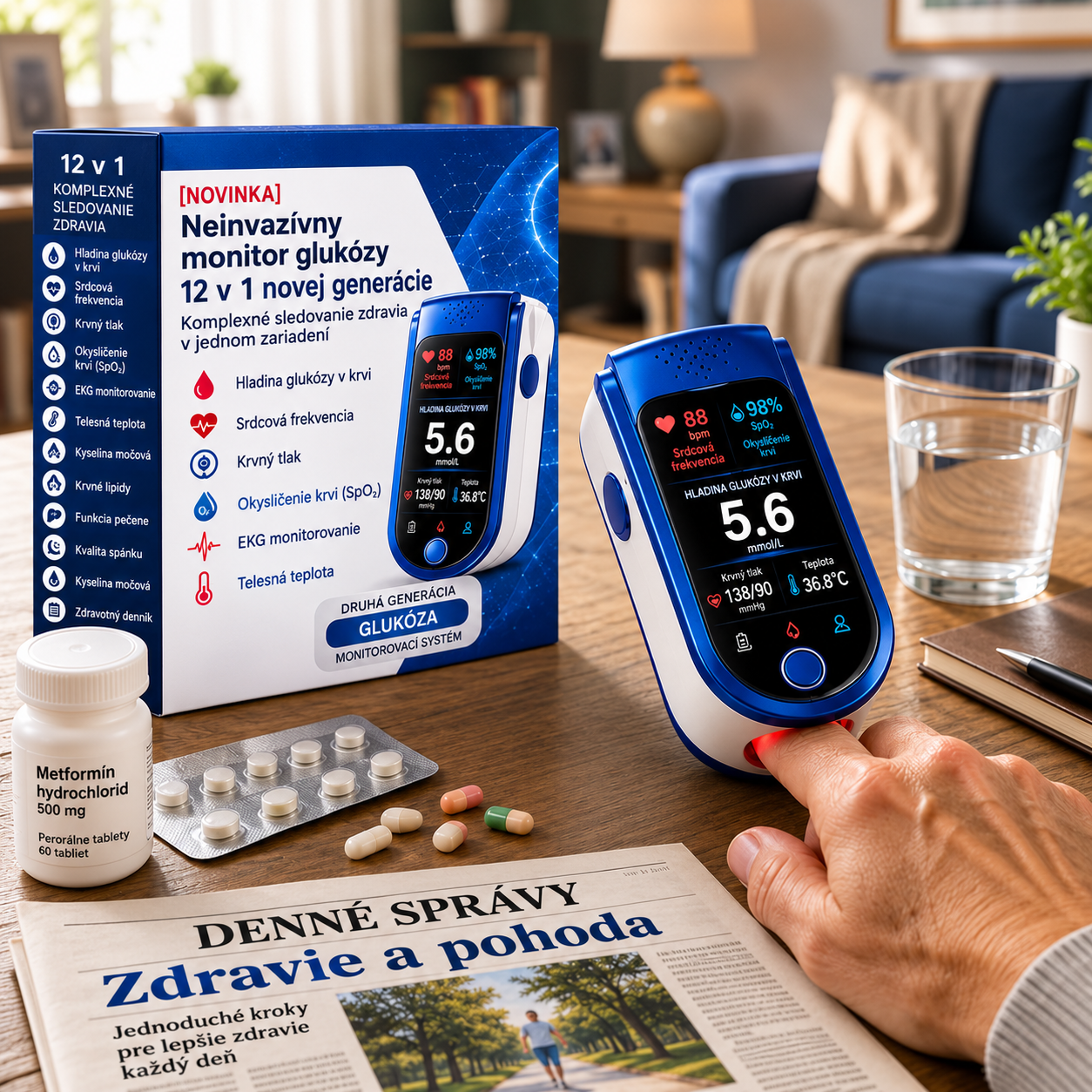 ⚕️ Neinvazívny denný monitor zdravia | 💧 Zariadenie na sledovanie wellness trendov bez použitia ihiel Bežná cena