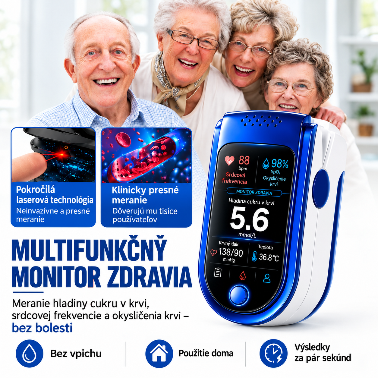 ⚕️ Neinvazívny denný monitor zdravia | 💧 Zariadenie na sledovanie wellness trendov bez použitia ihiel Bežná cena