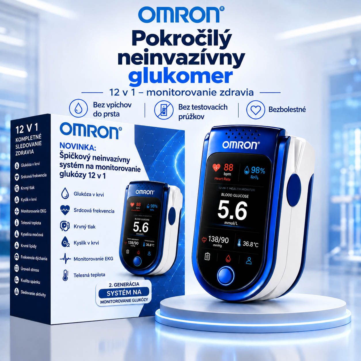 ⚕️ Omorn Neinvazívny denný monitor zdravia | 💧 Zariadenie na sledovanie wellness trendov bez použitia ihiel Bežná cena
