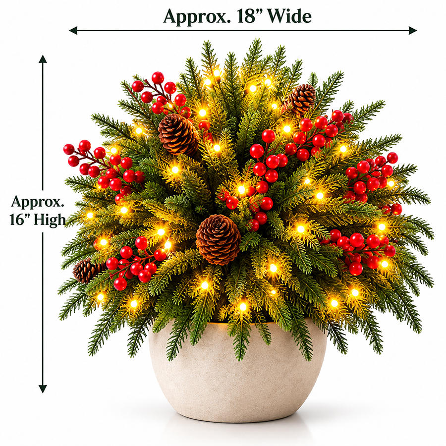 🔥2026 Christmas Sale 50% OFF | Pre-Lit Christmas Evergreen Arrangement