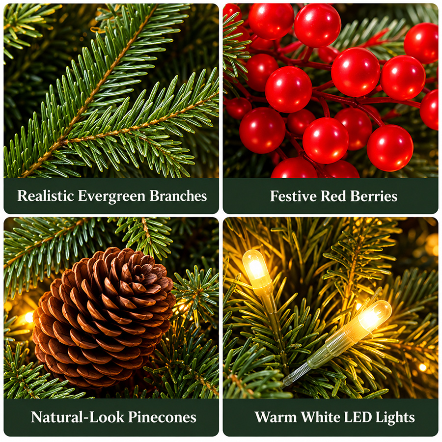 🔥2026 Christmas Sale 50% OFF | Pre-Lit Christmas Evergreen Arrangement