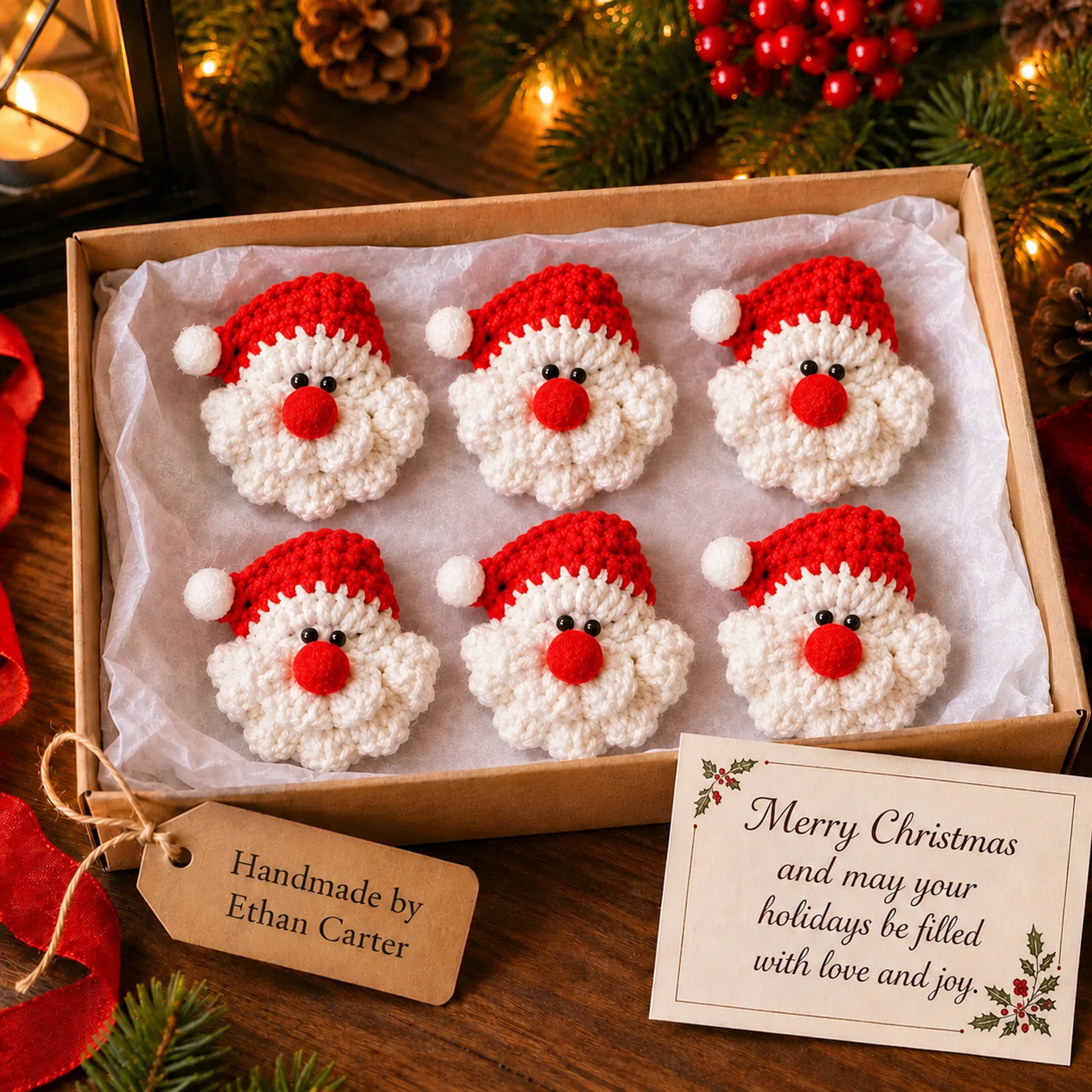 🎅 100% Handmade Crochet Santa Ornament(Ethan Carter Handmade®) - The Best Christmas Gift