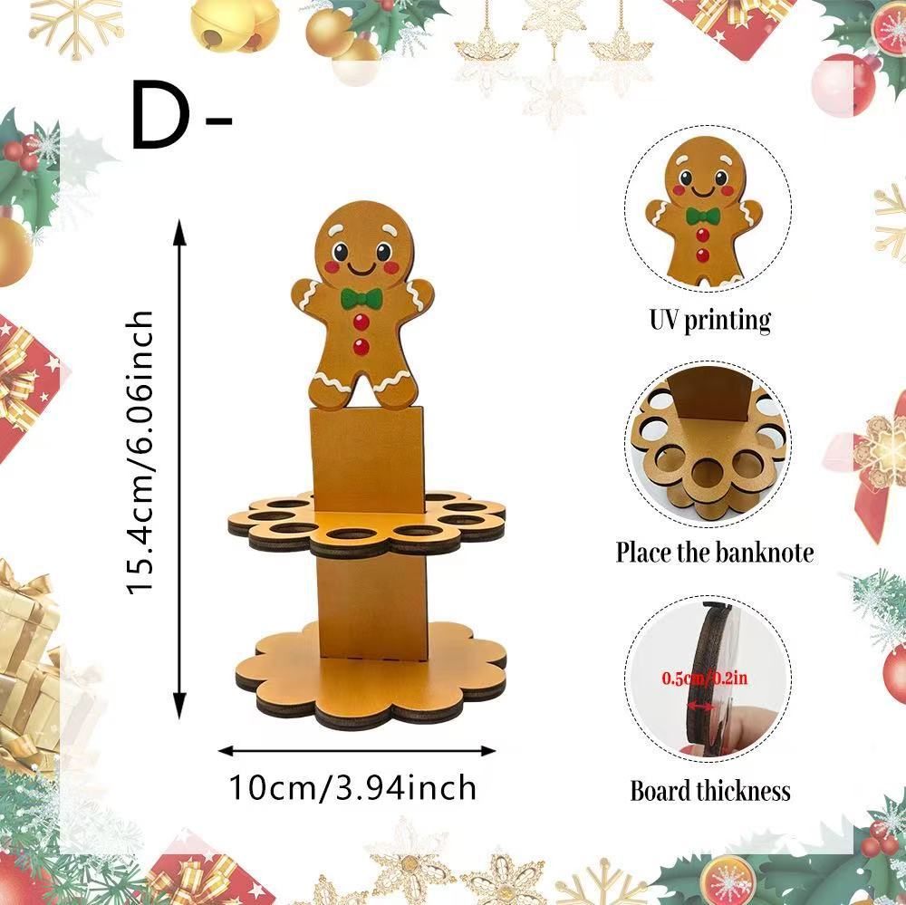 🎅2026 Super Value Set✨Wooden Christmas Money Holder Stand, Double-Layer Sturdy Tabletop Decor, Cash Gift for Christmas Birthdays Holidays