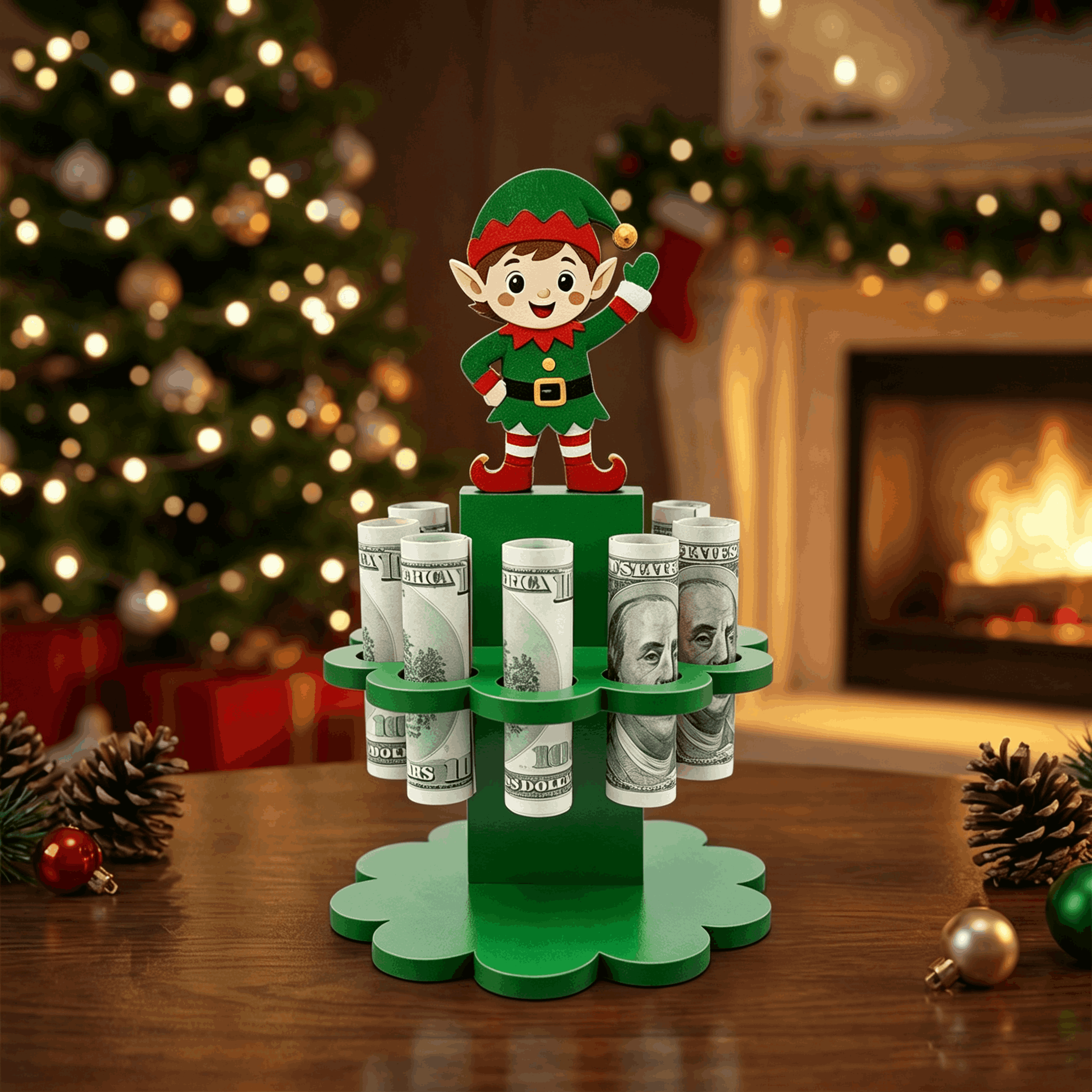 🎅2026 Super Value Set🎄Christmas Wooden Money Holder Stand💸
