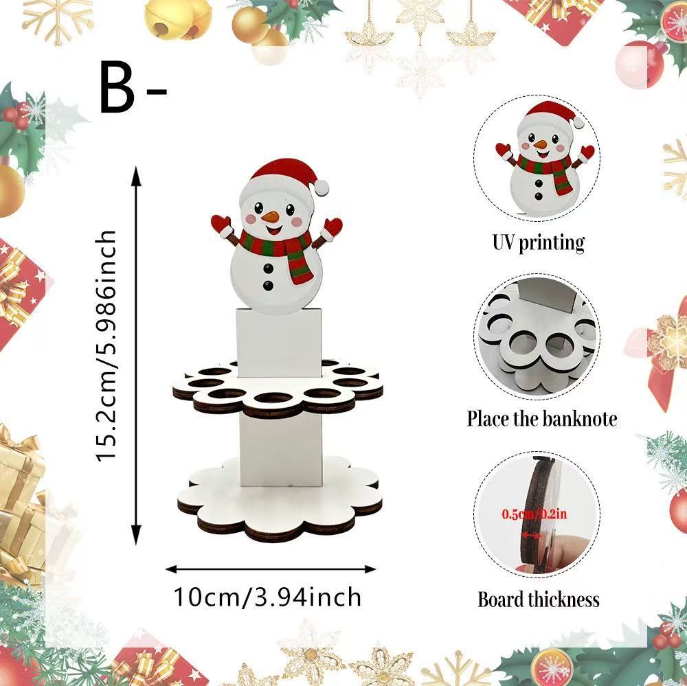🎅2026 Super Value Set✨Wooden Christmas Money Holder Stand, Double-Layer Sturdy Tabletop Decor, Cash Gift for Christmas Birthdays Holidays