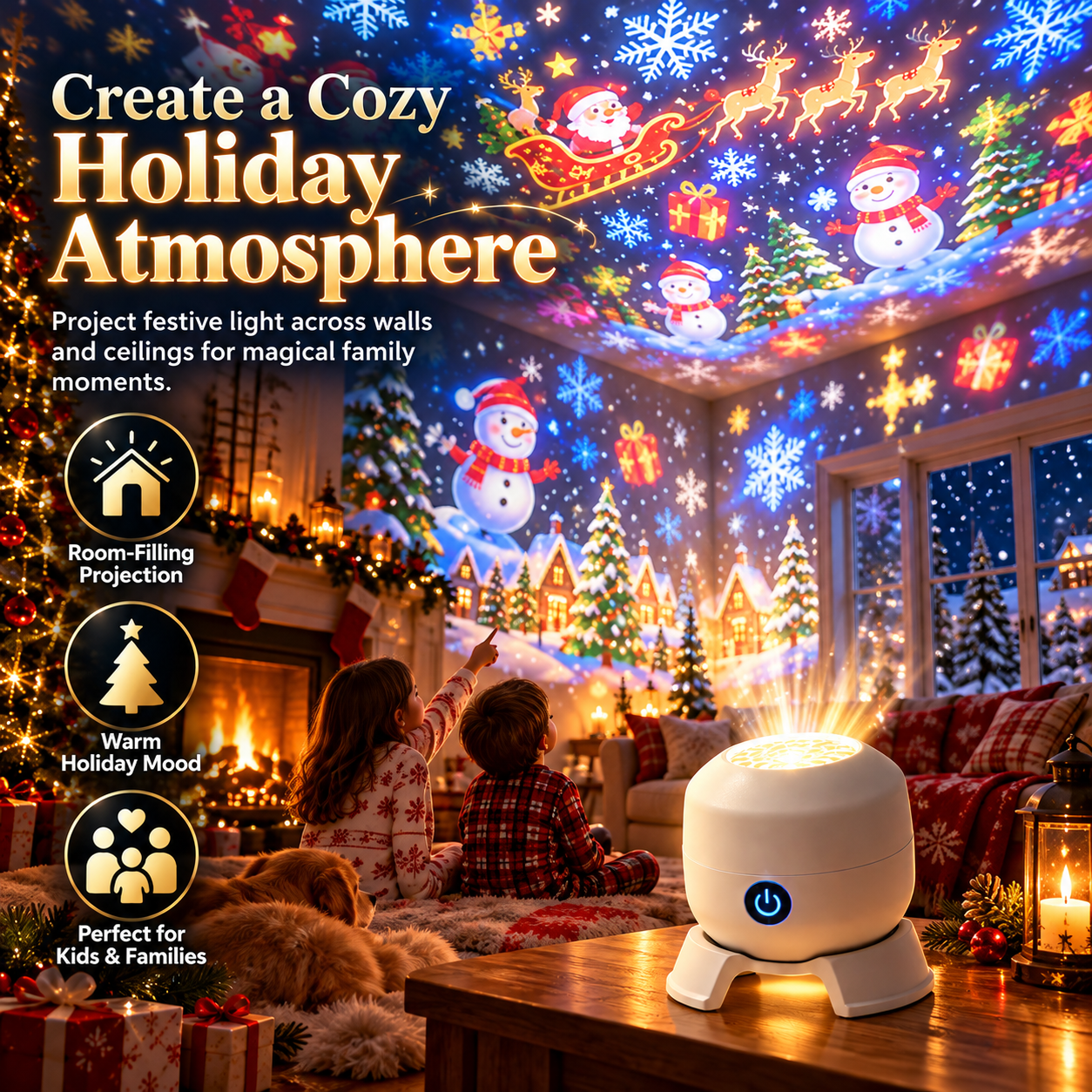 🔥2026 Christmas Sale 50% OFF✨Christmas Rotating Projector Light – 8 Festive Scenes🎄