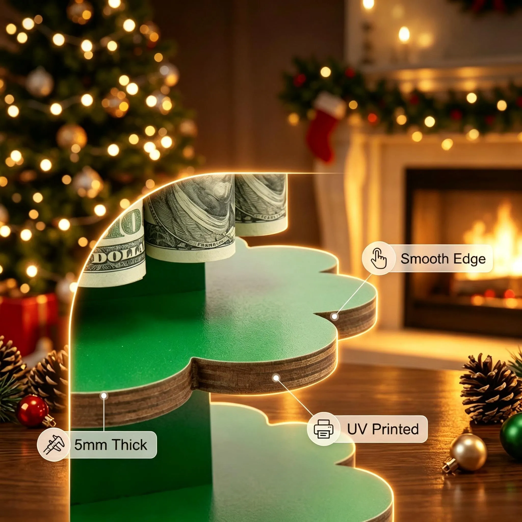 🎅2026 Super Value Set🎄Christmas Wooden Money Holder Stand💸