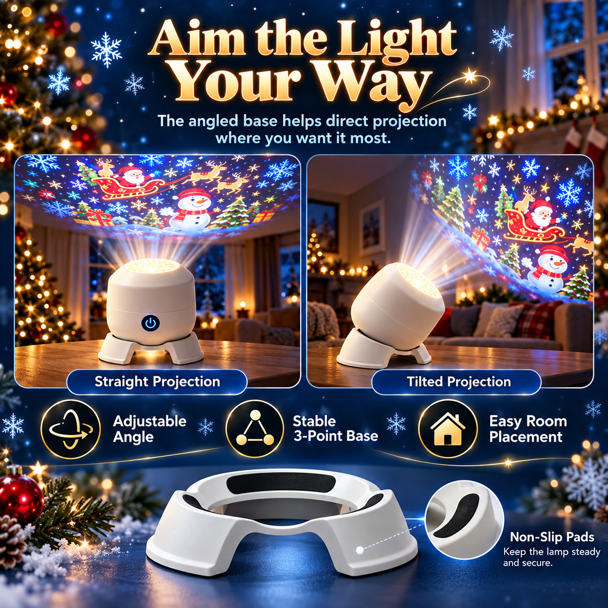 🔥2026 Christmas Sale 50% OFF✨Christmas Rotating Projector Light – 8 Festive Scenes🎄