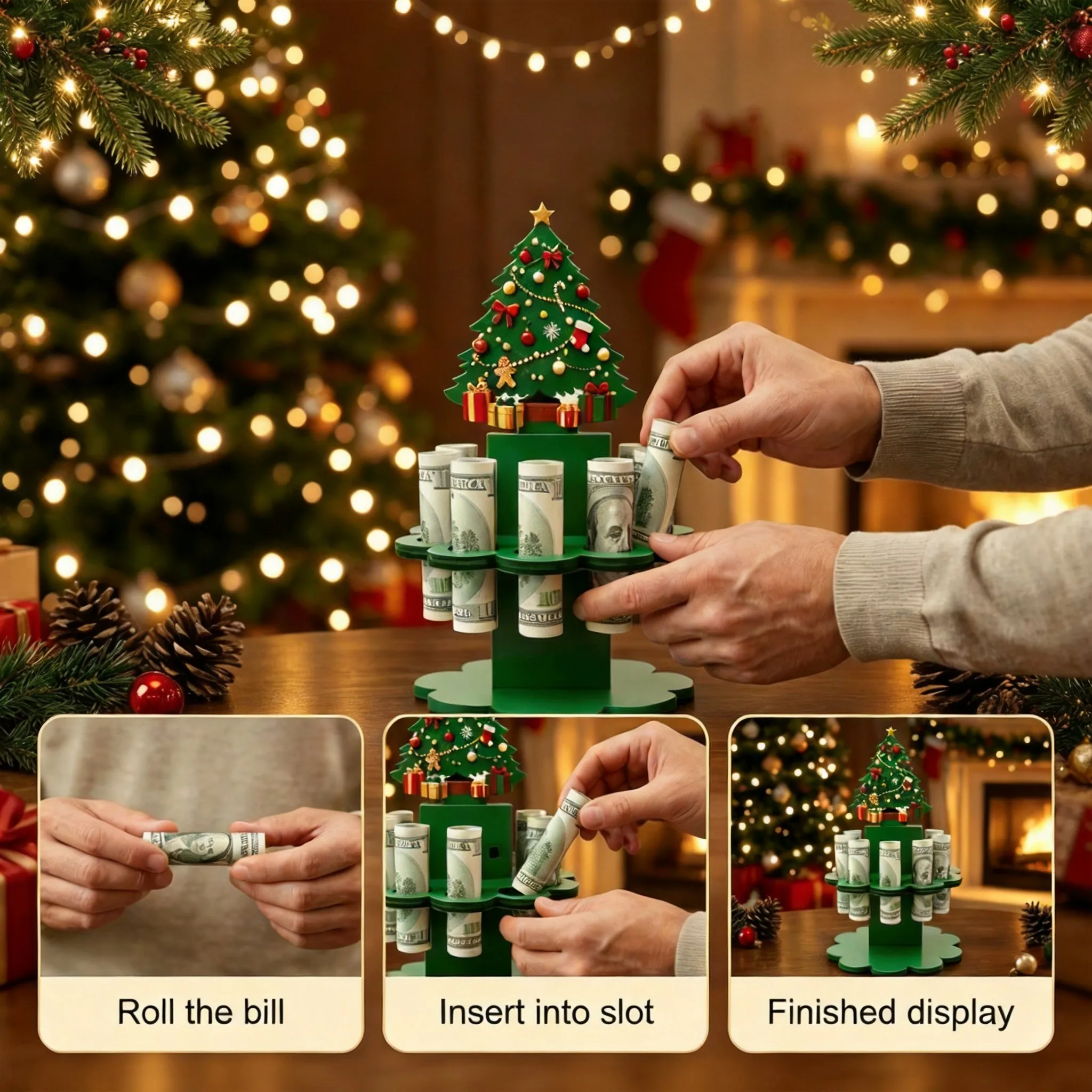 🎅2026 Super Value Set🎄Christmas Wooden Money Holder Stand💸