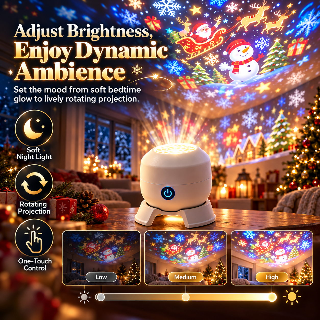 🔥2026 Christmas Sale 50% OFF✨Christmas Rotating Projector Light – 8 Festive Scenes🎄