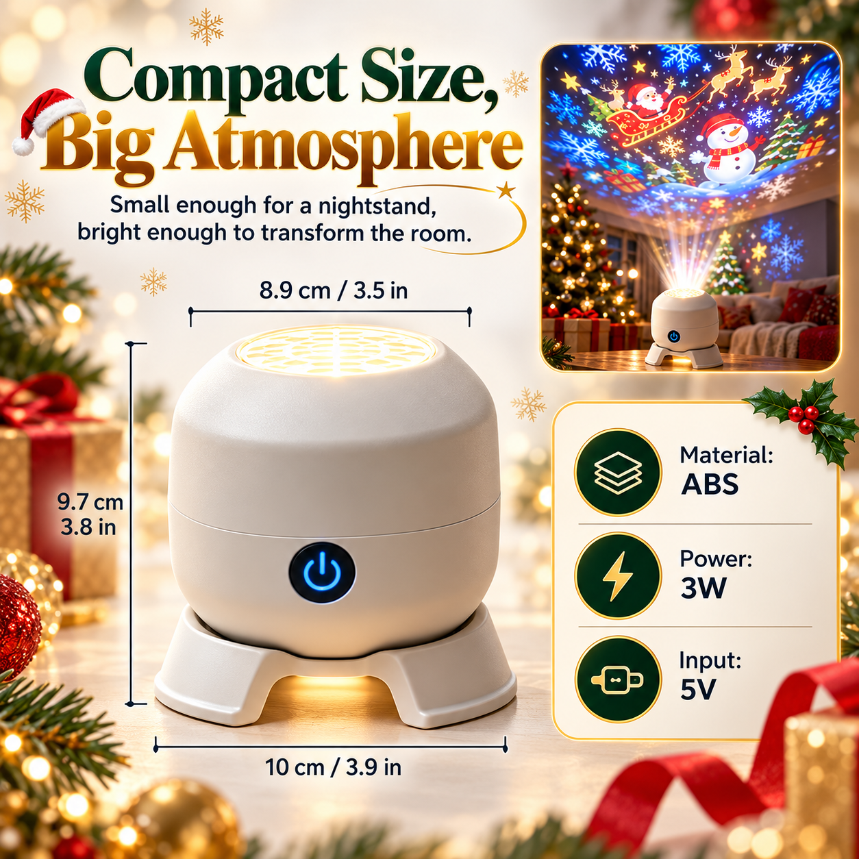 🔥2026 Christmas Sale 50% OFF✨Christmas Rotating Projector Light – 8 Festive Scenes🎄