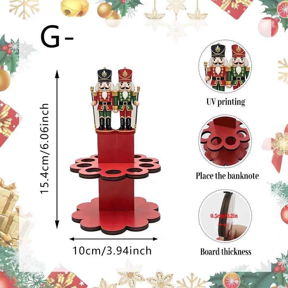 🎅2026 Super Value Set✨Wooden Christmas Money Holder Stand, Double-Layer Sturdy Tabletop Decor, Cash Gift for Christmas Birthdays Holidays