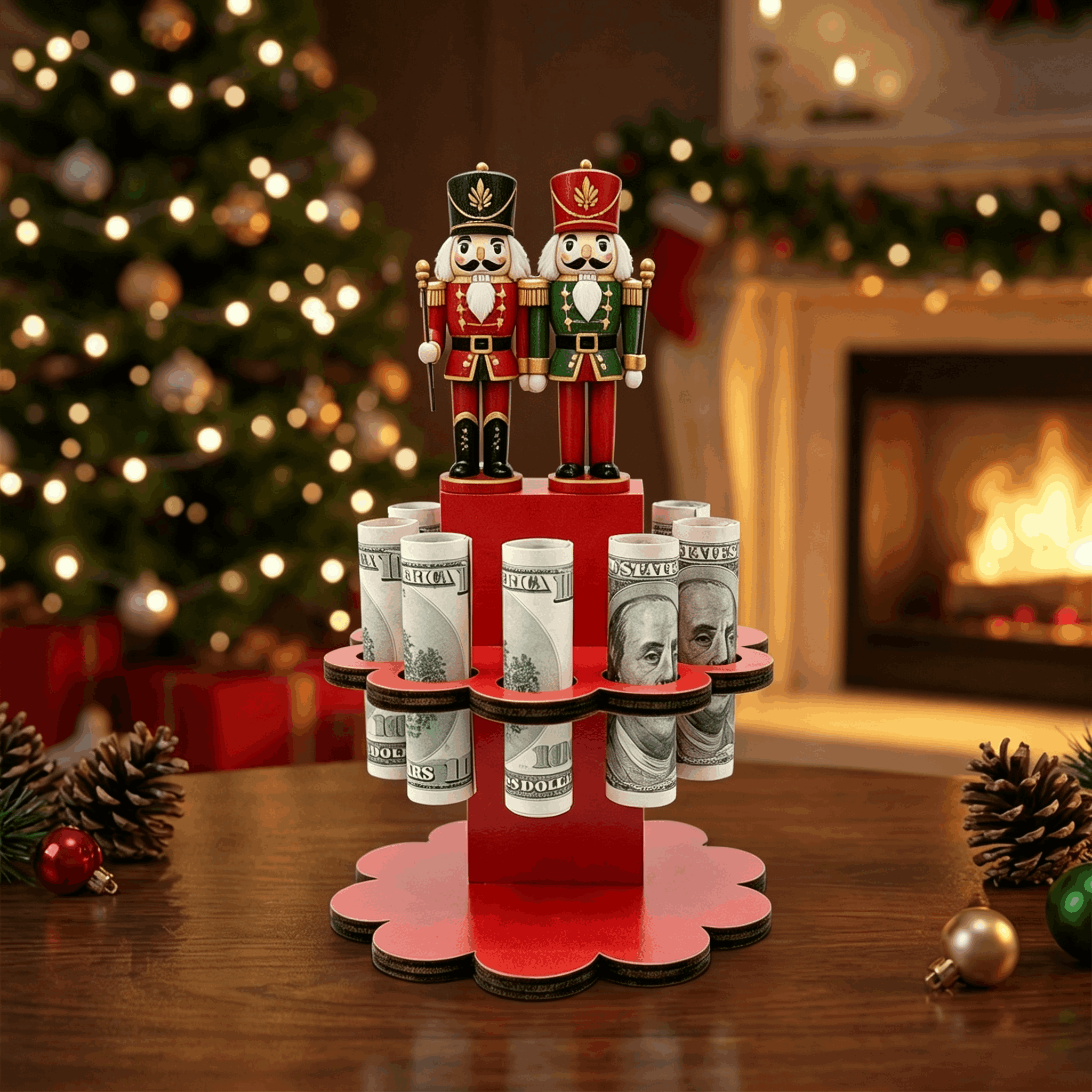 🎅2026 Super Value Set🎄Christmas Wooden Money Holder Stand💸