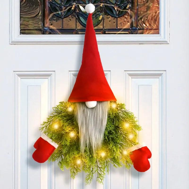 🔥Christmas Discount 50% Off✨ Lighted Gnome Christmas Door Wreath