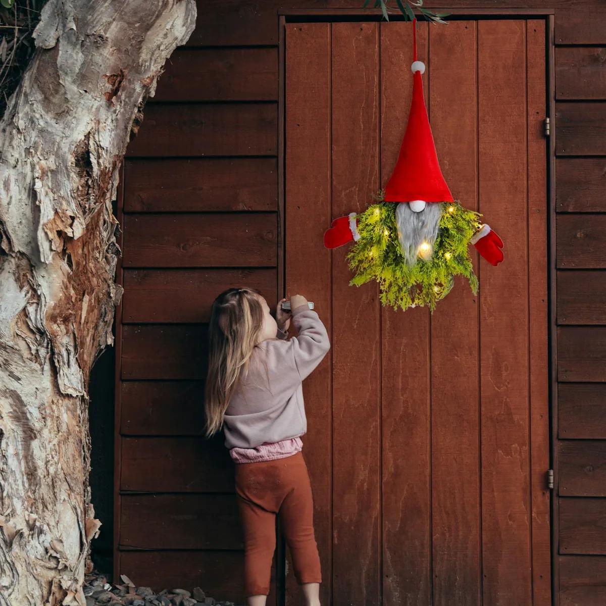 🔥Christmas Discount 50% Off✨ Lighted Gnome Christmas Door Wreath
