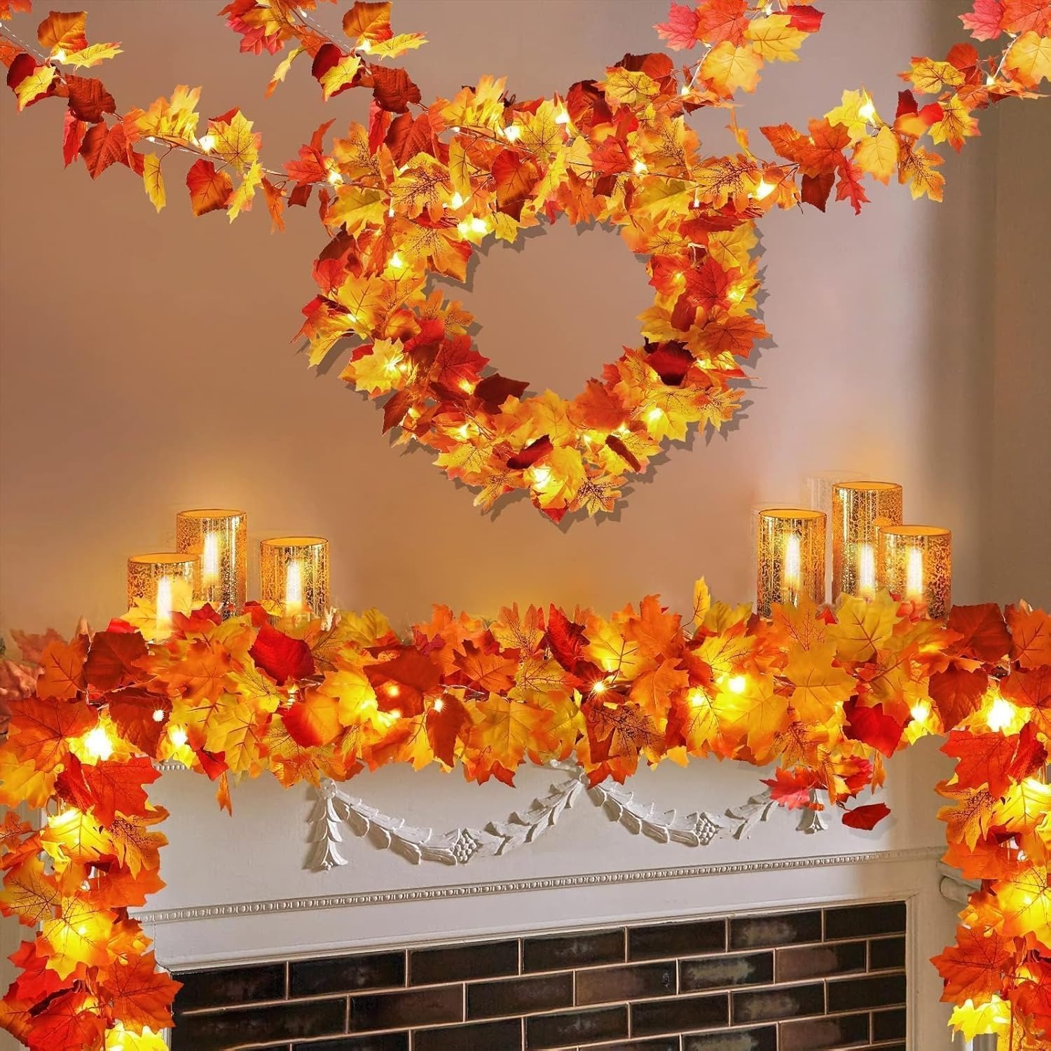 🍁Special Fall Sale 50% OFF-Fall Wreath with Pumpkin Maple Leaves🎃
