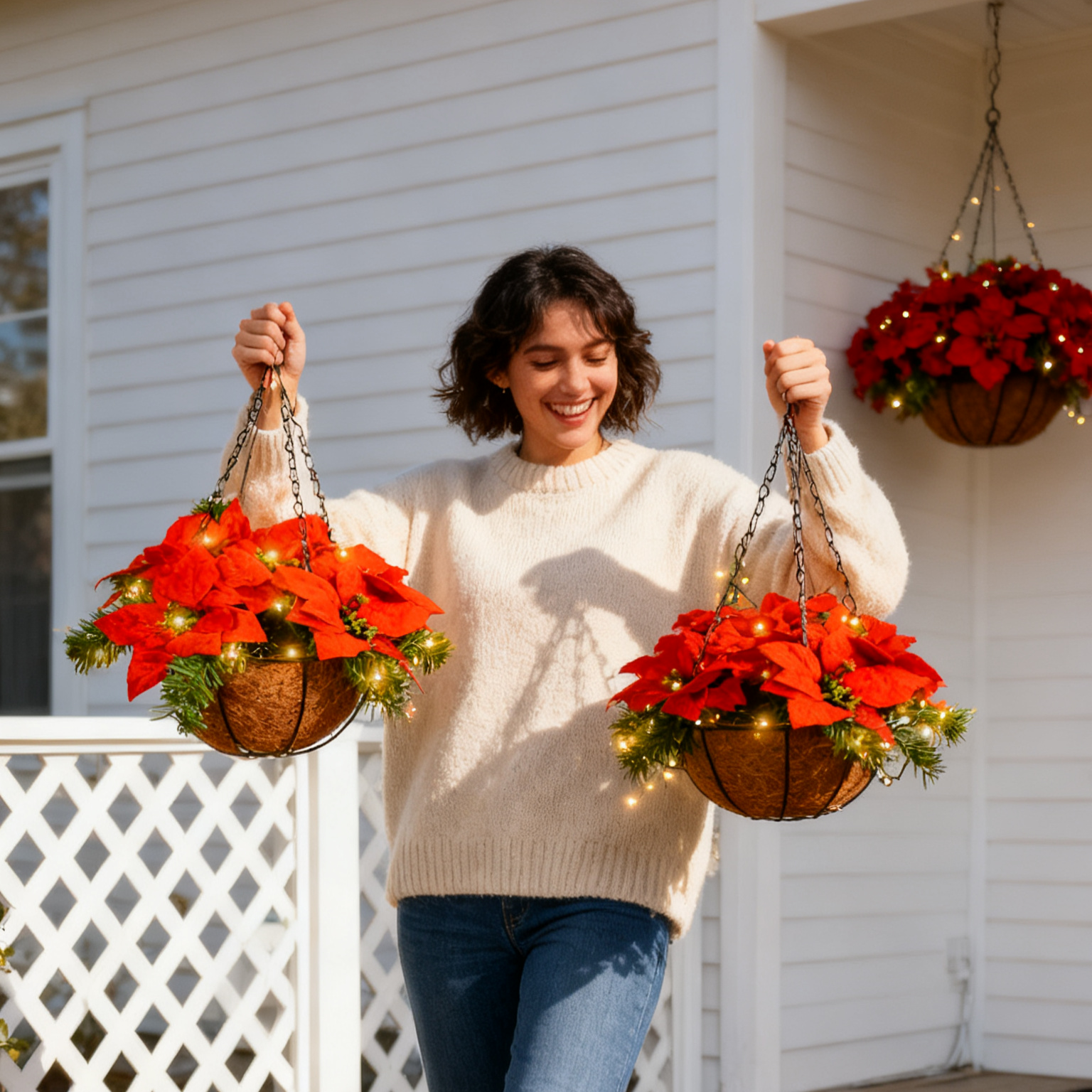 🎄2025 Super Value Set🏆🔥Artificial Christmas Flowers Hanging Poinsettias