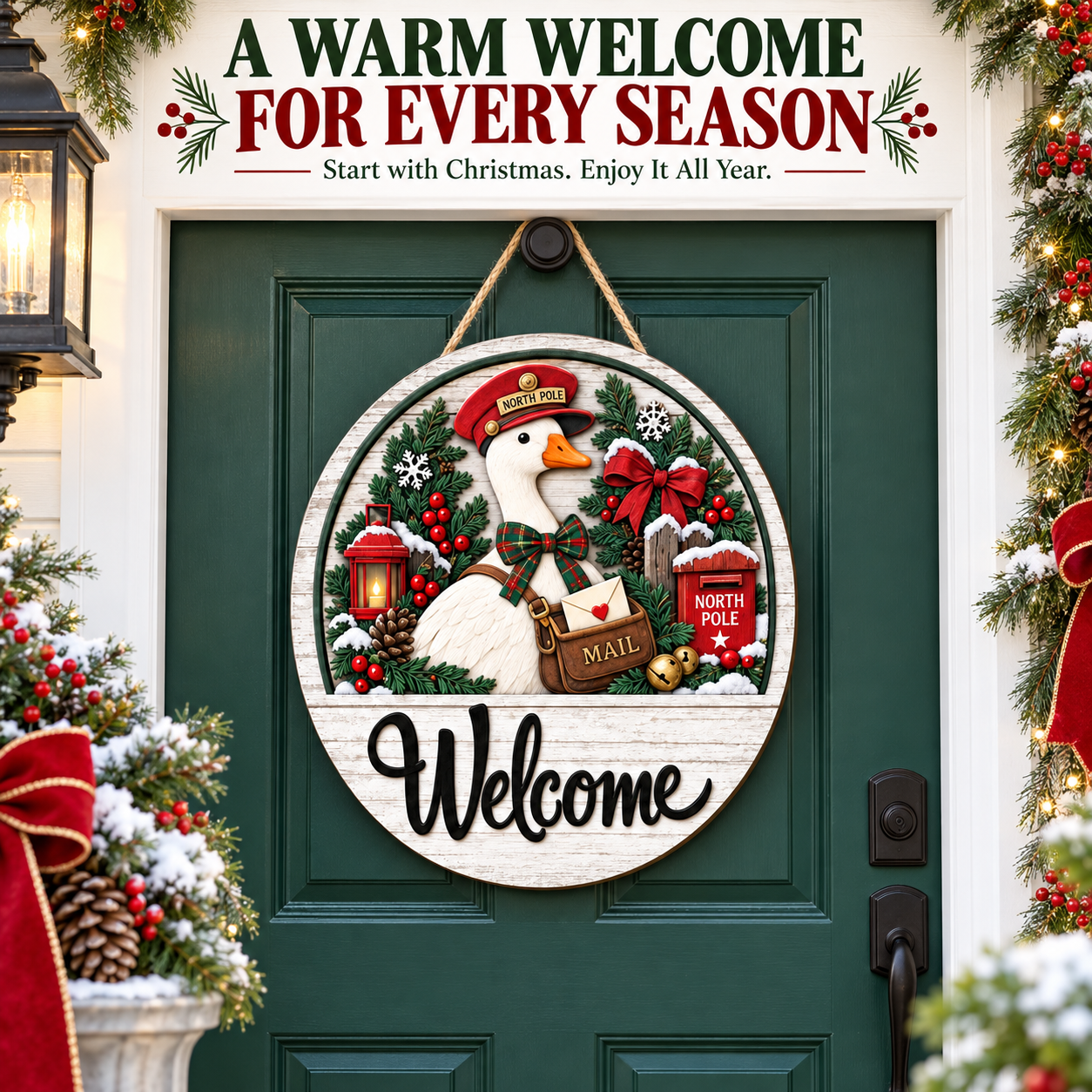 Interchangeable Seasonal Goose Welcome Door Sign – 8 Designs for Year-Round Porch Décor