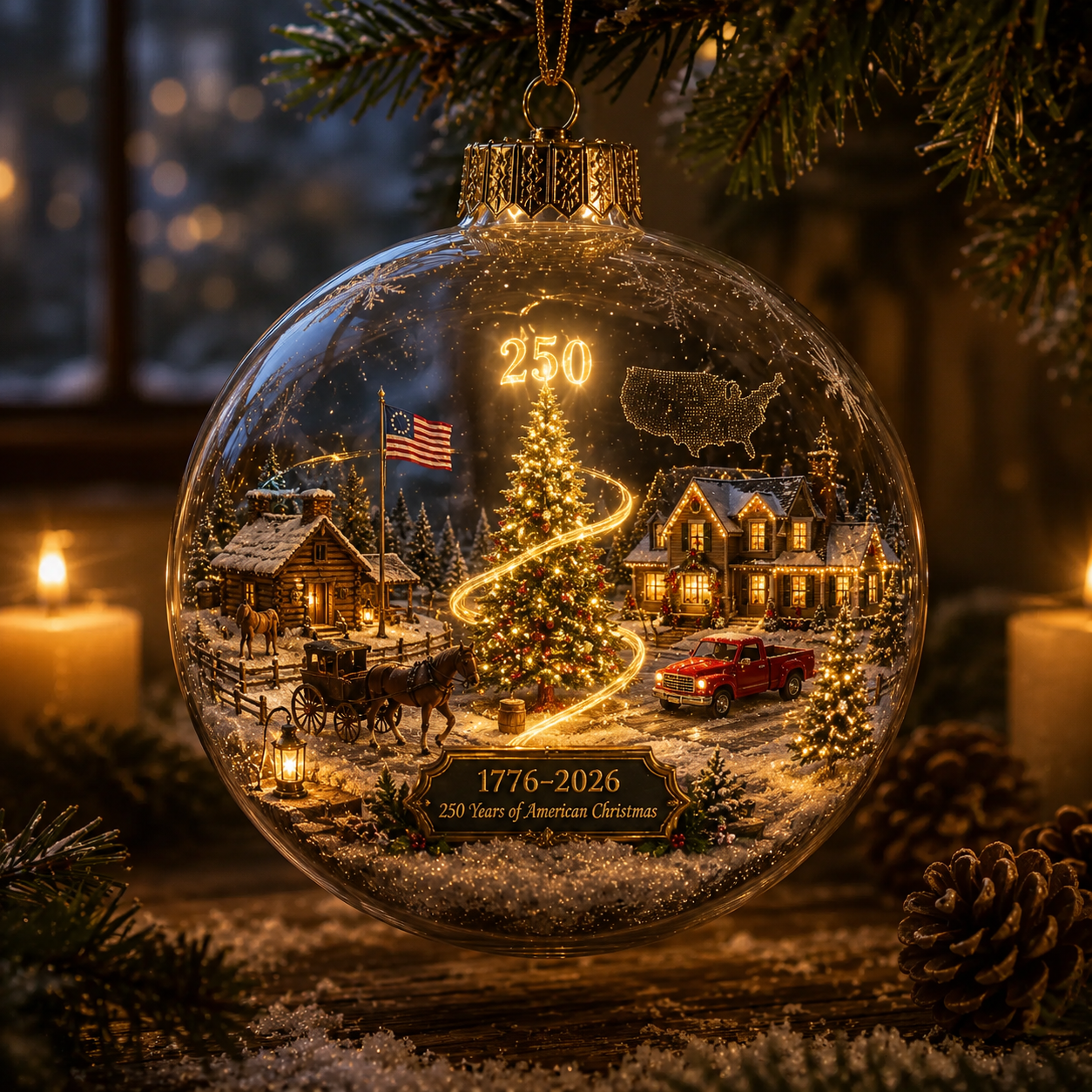 🔥 Limited-Time 70% OFF – 🇺🇸✨ America 250th Anniversary Light-Up Christmas Globe Ornament | 1776–2026 Commemorative Holiday Collection 🎄