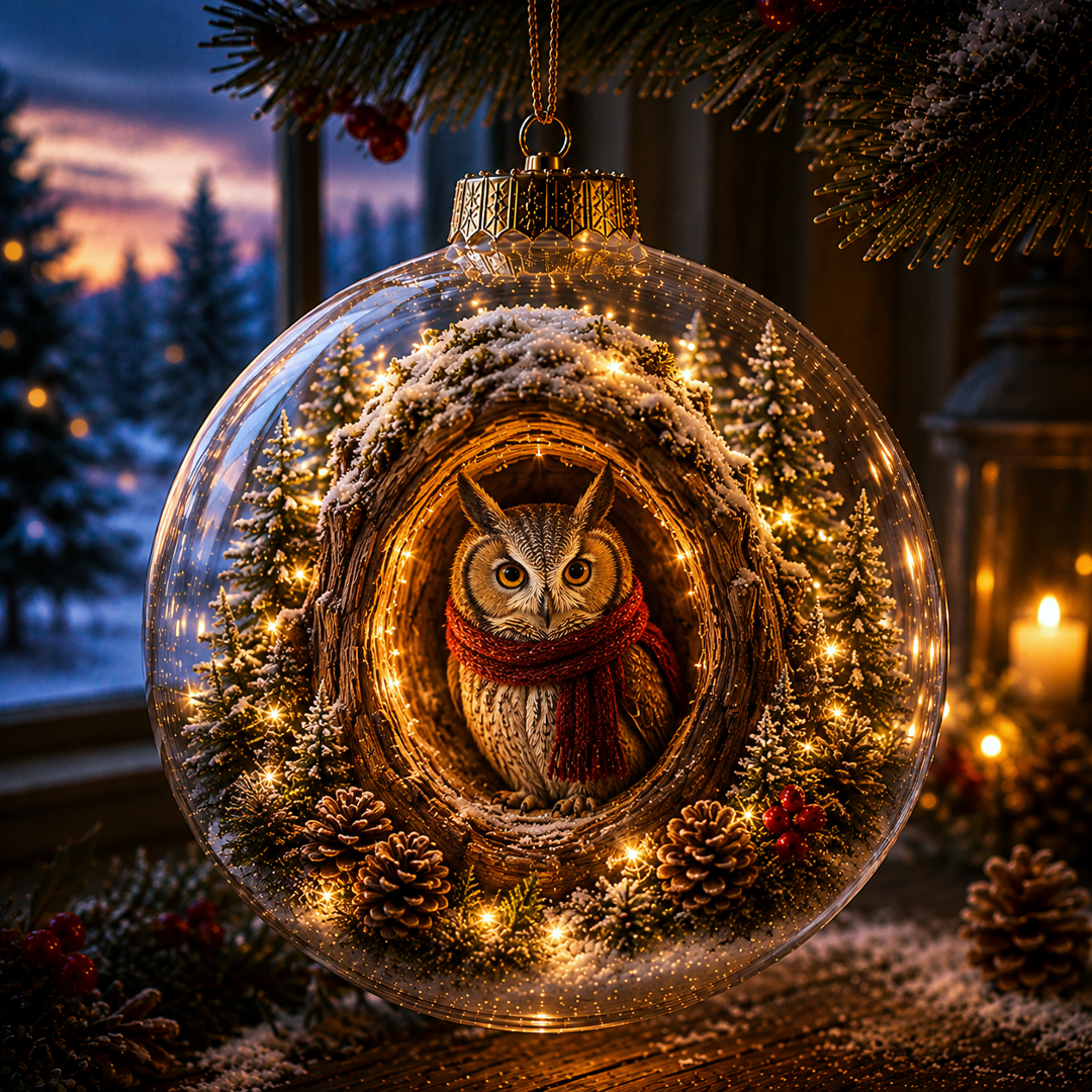 🔥Limited time 70% OFF -✨🎄 Animal Series Glowing Christmas Ornament – Light-Up Mini Winter Animal Scene