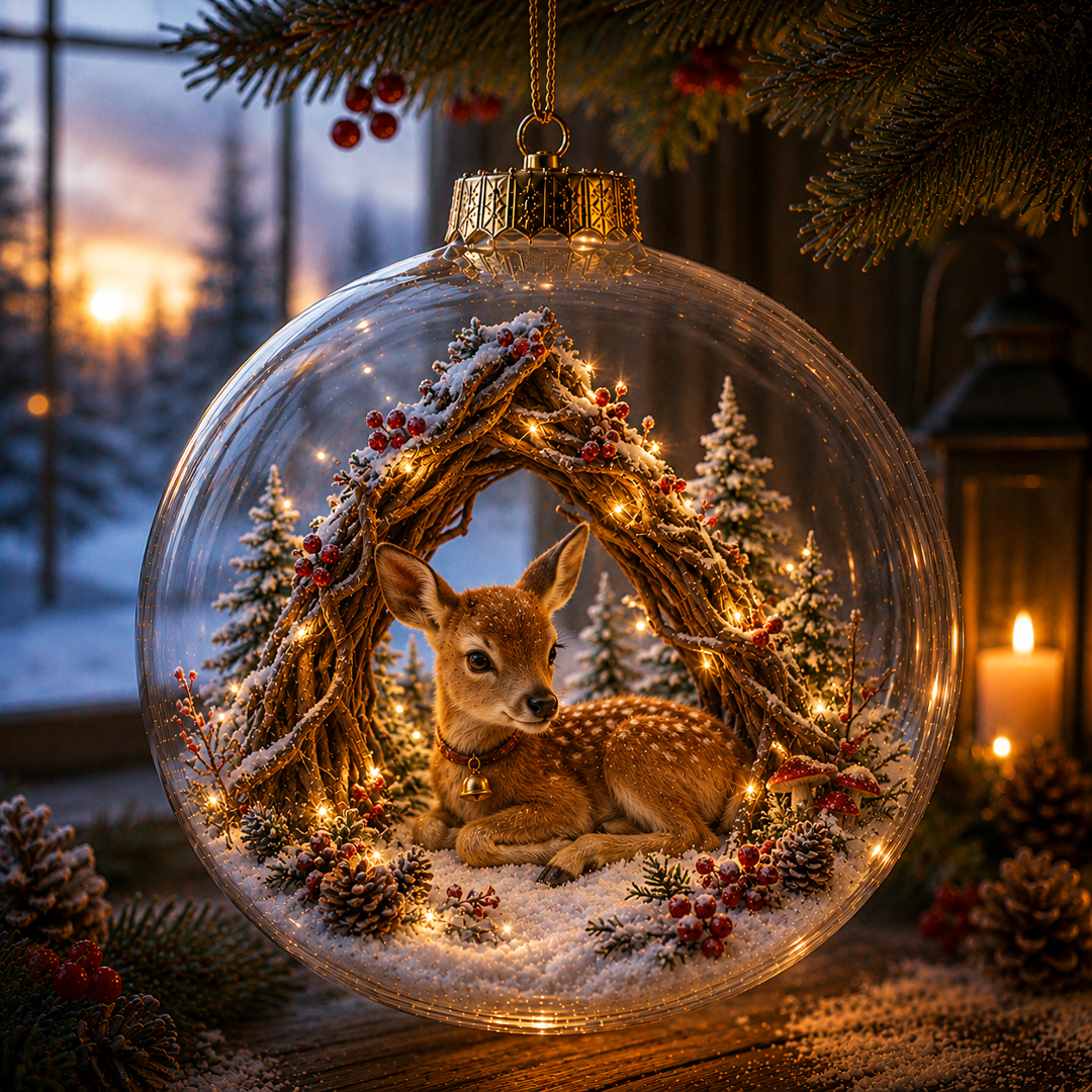 🔥Limited time 70% OFF -✨🎄 Animal Series Glowing Christmas Ornament – Light-Up Mini Winter Animal Scene