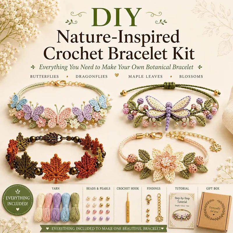⏳ Last Day 70% OFF –🌸Nature-Inspired DIY Crochet Bracelet Kit
