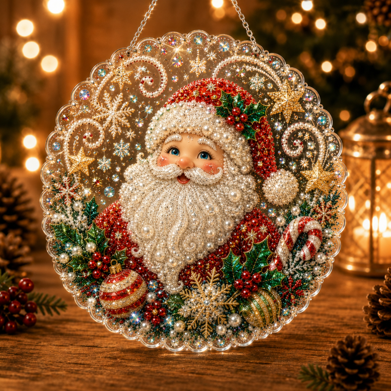 🔥Limited time 70% OFF - 🎅✨Christmas Pearl Diamond Art Hanging Ornament Kit - Sparkling DIY Window Ornament