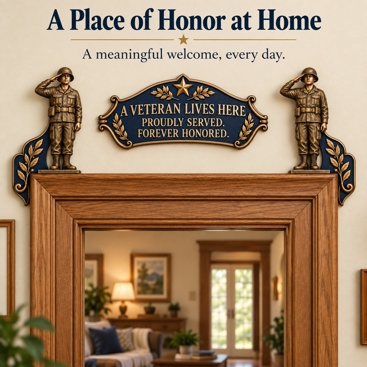 🔥Limited time 70% OFF -🎄🎖️✨ 'A Veteran Lives Here' – Proudly Served 3-Piece Door Frame Decor Set