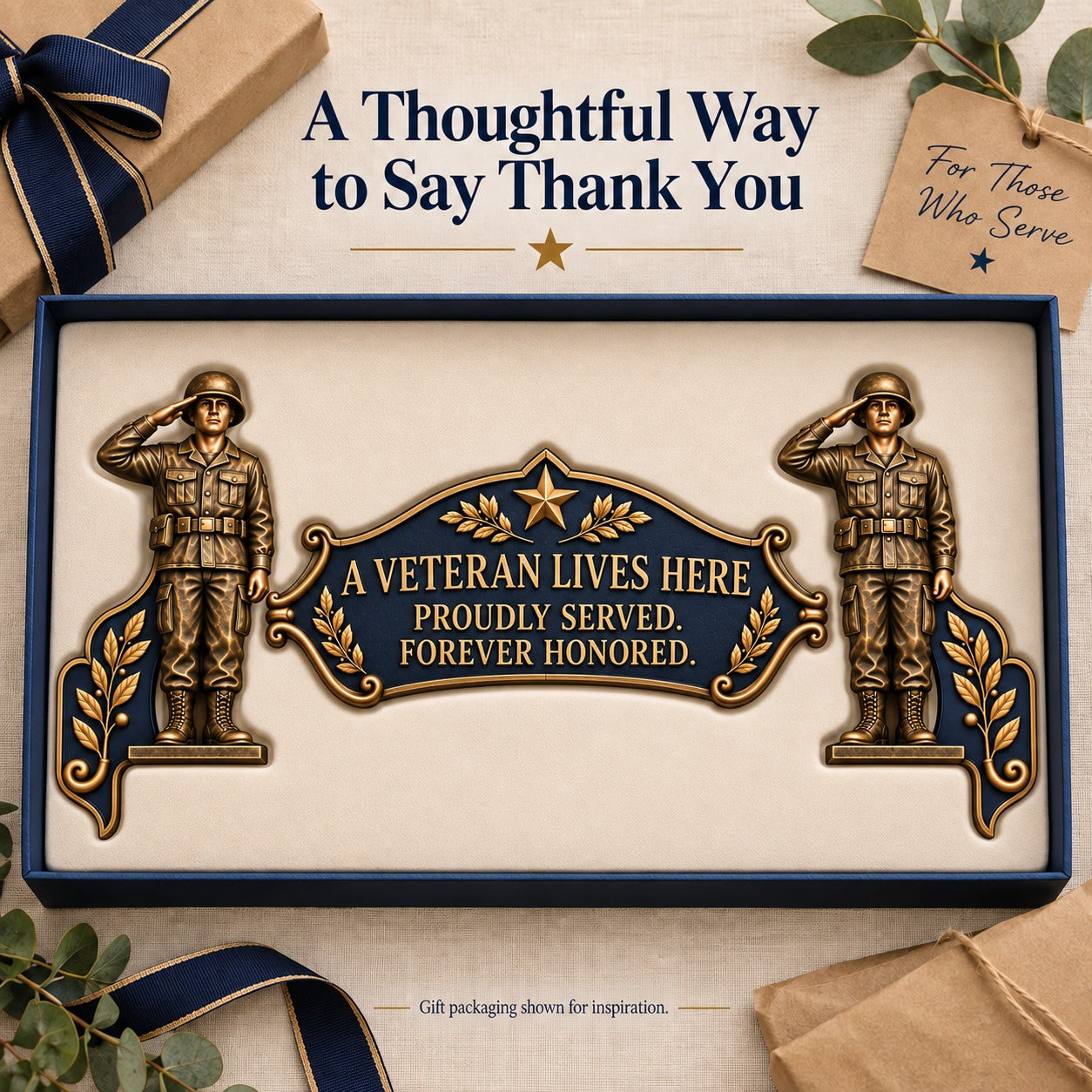 🔥Limited time 70% OFF -🎄🎖️✨ 'A Veteran Lives Here' – Proudly Served 3-Piece Door Frame Decor Set