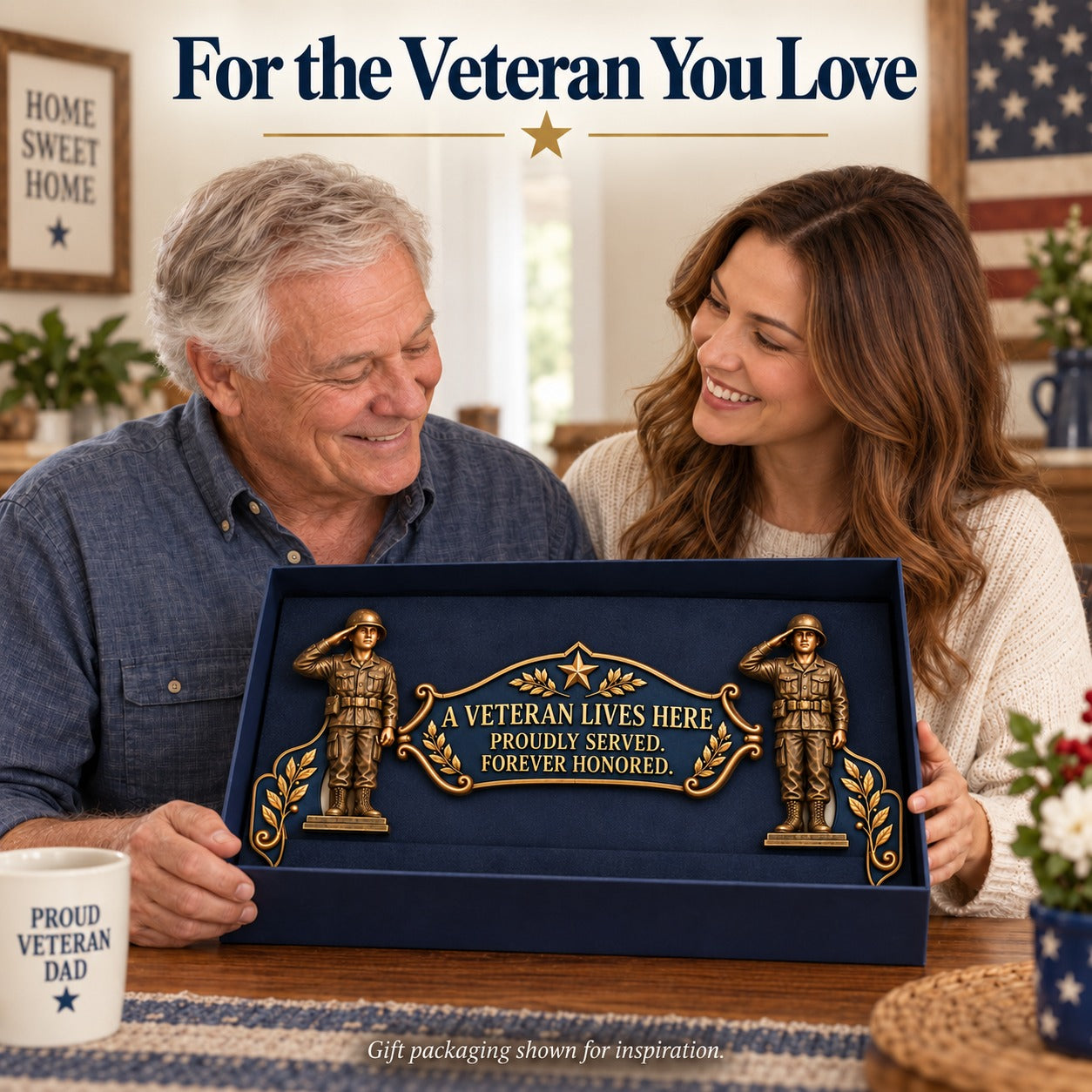 🔥Limited time 70% OFF -🎄🎖️✨ 'A Veteran Lives Here' – Proudly Served 3-Piece Door Frame Decor Set