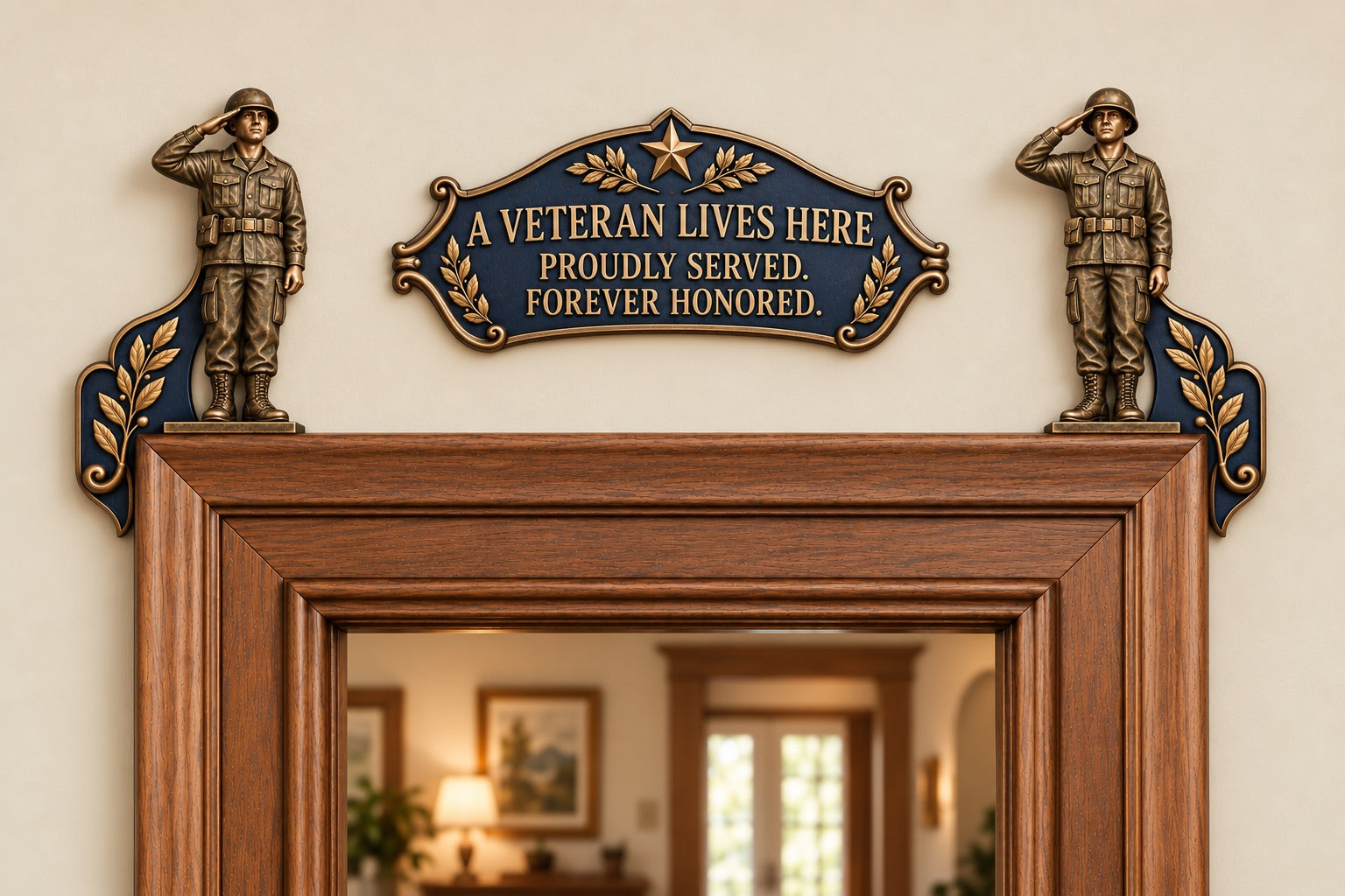 🔥Limited time 70% OFF -🎄🎖️✨ 'A Veteran Lives Here' – Proudly Served 3-Piece Door Frame Decor Set