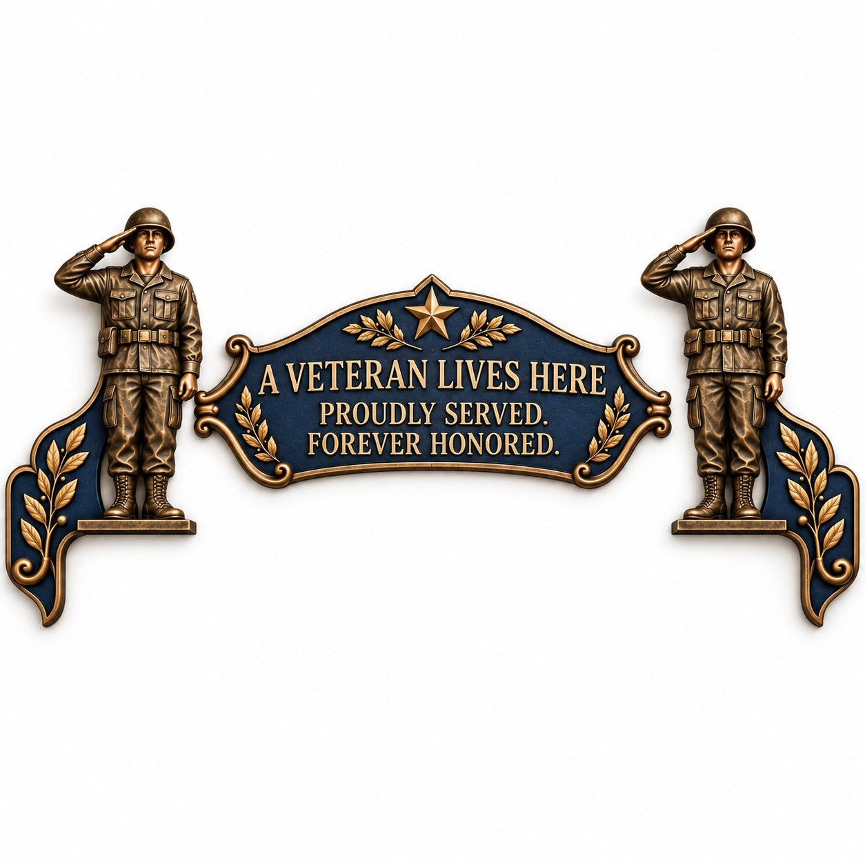 🔥Limited time 70% OFF -🎄🎖️✨ 'A Veteran Lives Here' – Proudly Served 3-Piece Door Frame Decor Set
